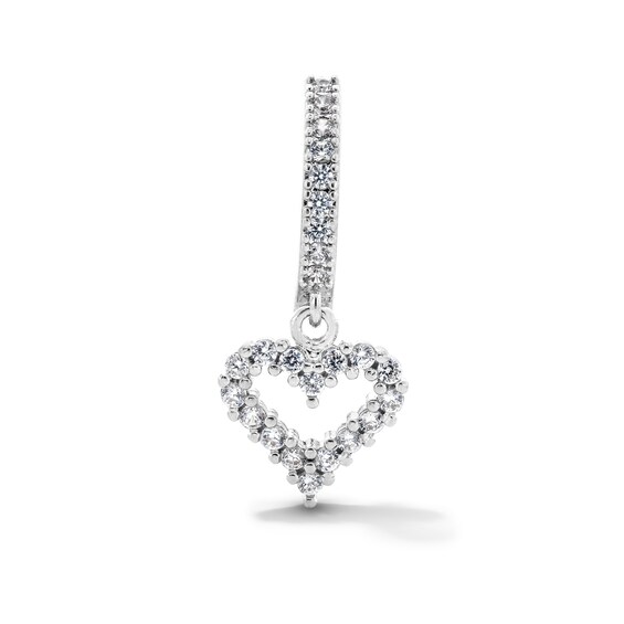 Solid Stainless Steel CZ Heart Clicker Belly Button Ring - 14G 7/16”