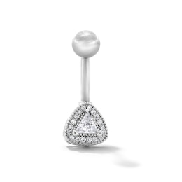 Solid Stainless Steel CZ Pavé Triangle Belly Button Ring - 14G 7/16”