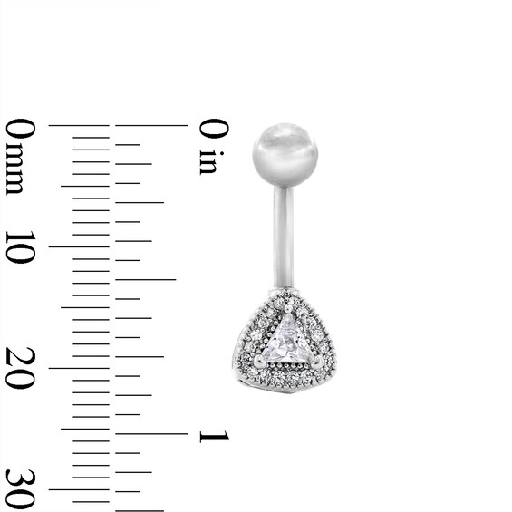 Solid Stainless Steel CZ Pavé Triangle Belly Button Ring - 14G 7/16”