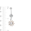 Thumbnail Image 2 of Solid Stainless Steel CZ and Crystal Flower Dangle Belly Button Ring - 14G 7/16”