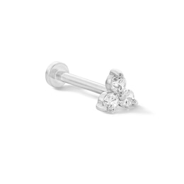 14K White Gold CZ Cluster Stud - 18G 5/16"