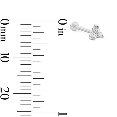 14K White Gold CZ Cluster Stud - 18G 5/16"