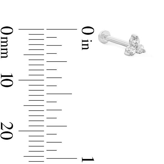 14K White Gold CZ Cluster Stud - 18G 5/16"