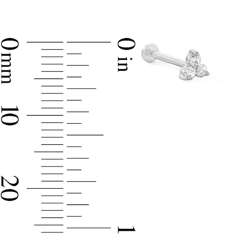 Main Image 2 of 14K White Gold CZ Cluster Stud - 18G 5/16"