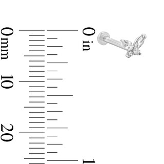 14K White Gold CZ Butterfly Stud - 18G 5/16"