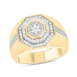 14K Gold Plated 1/6 CT. T.W. Lab-Grown Diamond Octagon Ring - Size 10