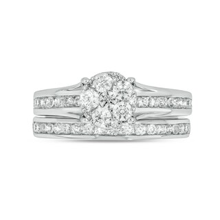 Sterling Silver 1 CT. T.W. Lab-Grown Diamond Round Shaped Ring Set - Size 7