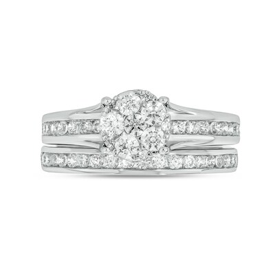 Sterling Silver 1 CT. T.W. Lab-Grown Diamond Round Shaped Ring Set - Size 7