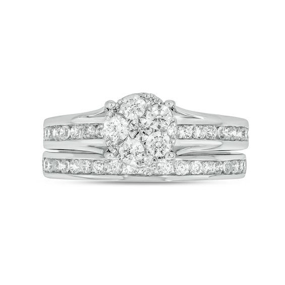 Sterling Silver 1 CT. T.W. Lab-Grown Diamond Round Shaped Ring Set - Size 7