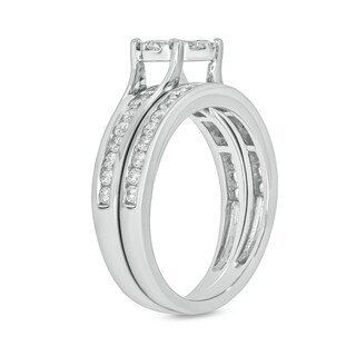 Sterling Silver 1 CT. T.W. Lab-Grown Diamond Round Shaped Ring Set - Size 7