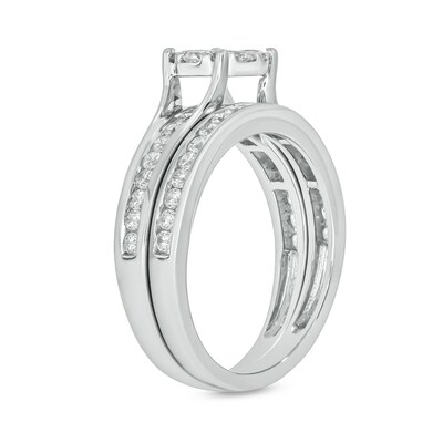 Sterling Silver 1 CT. T.W. Lab-Grown Diamond Round Shaped Ring Set - Size 7