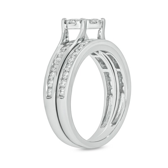 Sterling Silver 1 CT. T.W. Lab-Grown Diamond Round Shaped Ring Set - Size 7