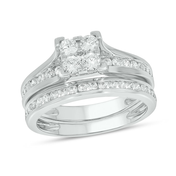 Sterling Silver 1 CT. T.W. Lab-Grown Diamond Square Shaped Ring Set - Size 7