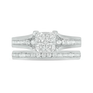 Sterling Silver 1 CT. T.W. Lab-Grown Diamond Square Shaped Ring Set - Size 7
