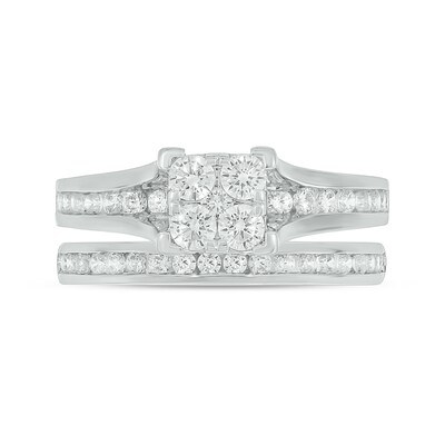 Sterling Silver 1 CT. T.W. Lab-Grown Diamond Square Shaped Ring Set - Size 7