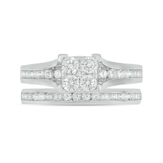 Sterling Silver 1 CT. T.W. Lab-Grown Diamond Square Shaped Ring Set - Size 7