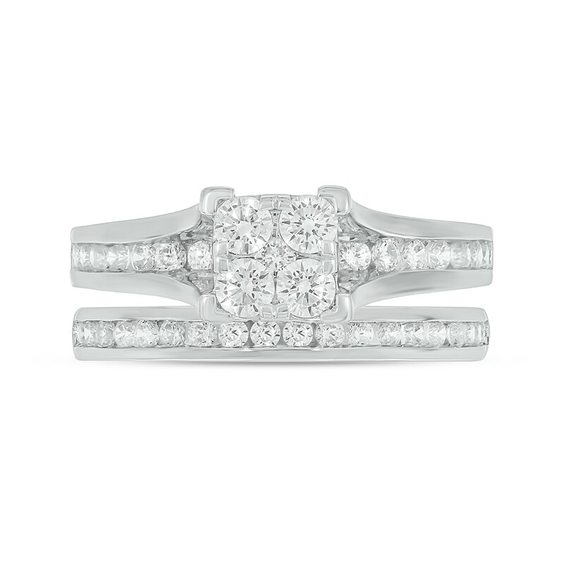 Main Image 2 of Sterling Silver 1 CT. T.W. Lab-Grown Diamond Square Shaped Ring Set - Size 7