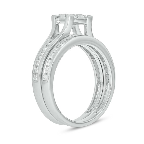 Sterling Silver 1 CT. T.W. Lab-Grown Diamond Square Shaped Ring Set - Size 7