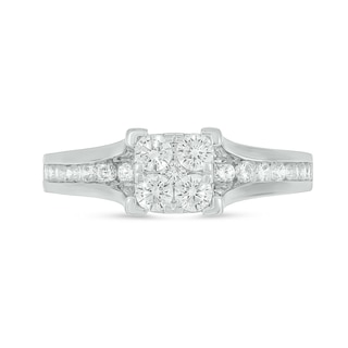 Sterling Silver 1 CT. T.W. Lab-Grown Diamond Square Shaped Ring Set - Size 7