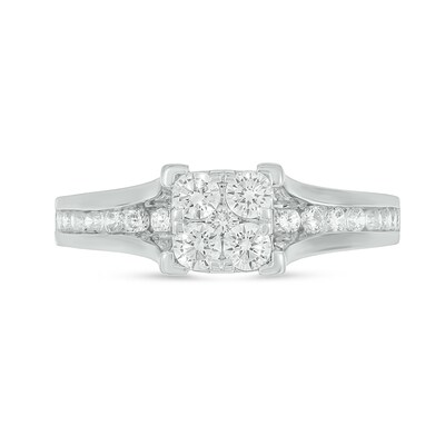 Sterling Silver 1 CT. T.W. Lab-Grown Diamond Square Shaped Ring Set - Size 7