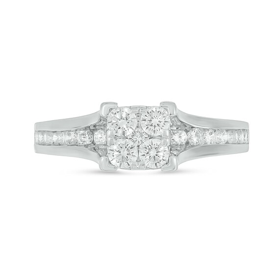 Sterling Silver 1 CT. T.W. Lab-Grown Diamond Square Shaped Ring Set - Size 7