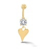 Yellow Ion-Plated CZ Heart Dangle Belly Button Ring – 14G 7/16”
