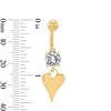 Yellow Ion-Plated CZ Heart Dangle Belly Button Ring – 14G 7/16”