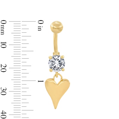 Yellow Ion-Plated CZ Heart Dangle Belly Button Ring – 14G 7/16”