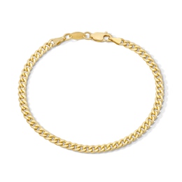 10K Semi-Solid Bonded Gold Cuban Curb Chain Bracelet - 7"