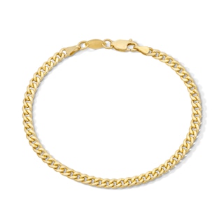 10K Semi-Solid Bonded Gold Cuban Curb Chain Bracelet - 7"