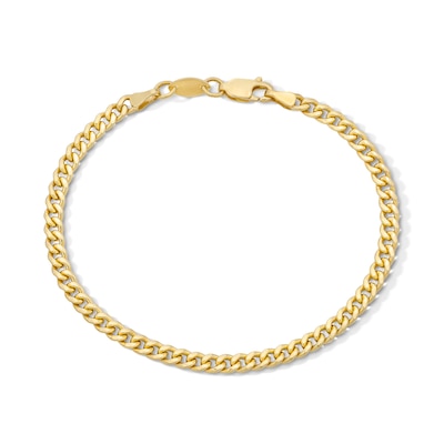 10K Semi-Solid Bonded Gold Cuban Curb Chain Bracelet - 7"