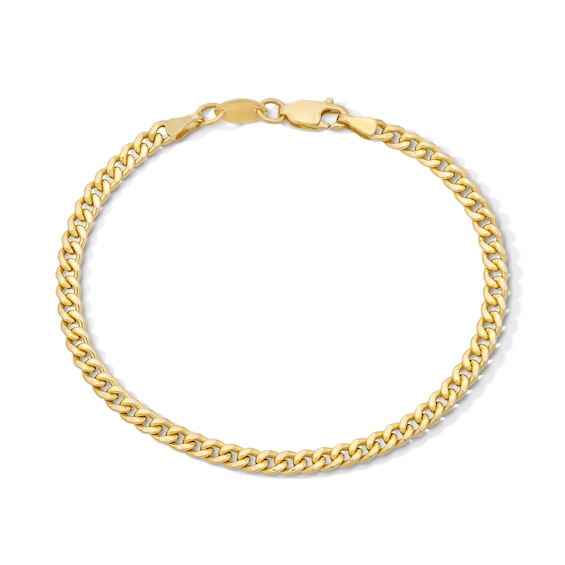 10K Semi-Solid Bonded Gold Cuban Curb Chain Bracelet - 7"