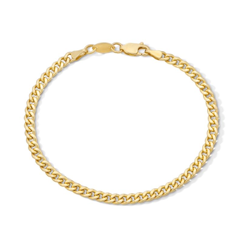 Main Image 1 of 10K Semi-Solid Bonded Gold Cuban Curb Chain Bracelet - 7"