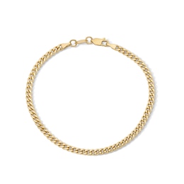 10K Semi-Solid Gold Bonded Cuban Curb Chain Bracelet - 8"