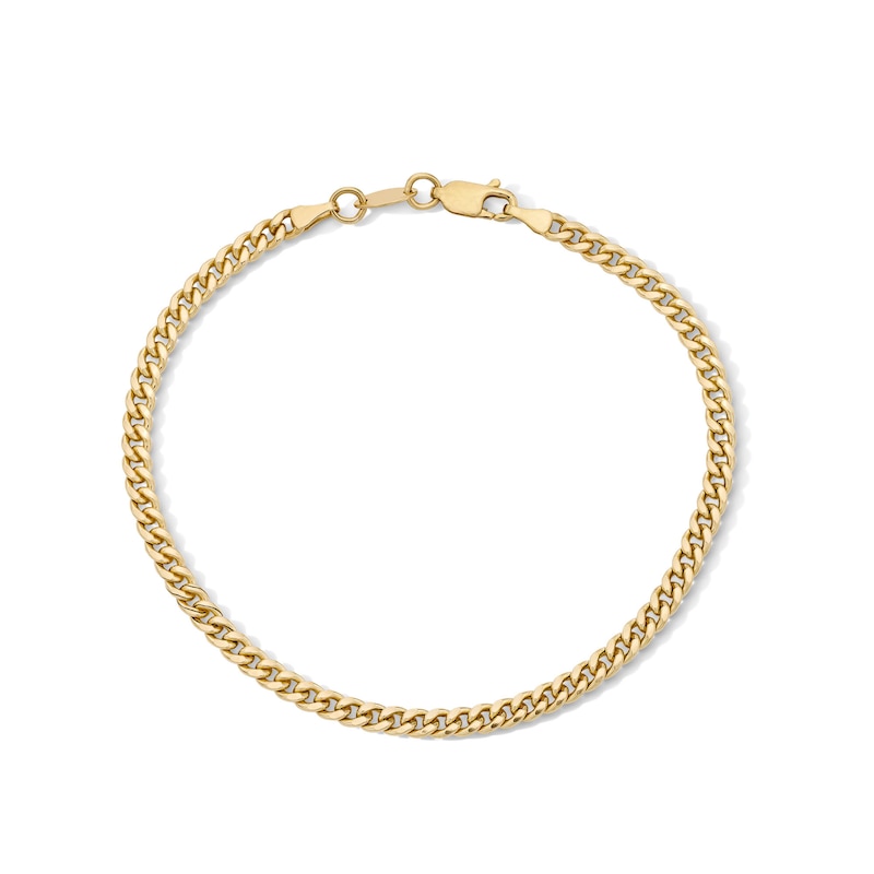 Main Image 1 of 10K Semi-Solid Gold Bonded Cuban Curb Chain Bracelet - 8"