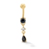 Thumbnail Image 1 of Yellow Ion-Plated Black and White CZ Dangle Belly Button Ring - 14G 7/16”