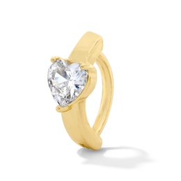 Yellow Ion-Plated CZ Heart Clicker Belly Button Ring - 14G 7/16”