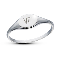 Sterling Silver Two Initial Oval Signet Ring