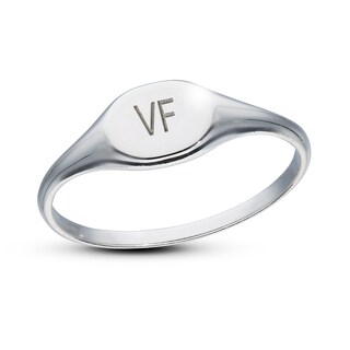 Sterling Silver Two Initial Oval Signet Ring