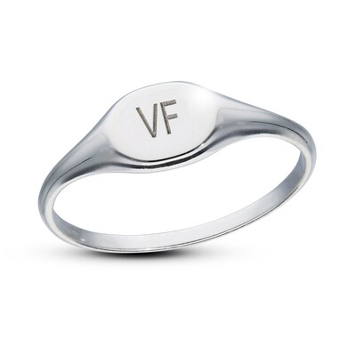 Sterling Silver Two Initial Oval Signet Ring
