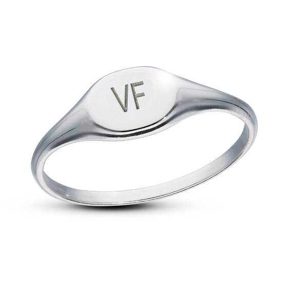 Sterling Silver Two Initial Oval Signet Ring
