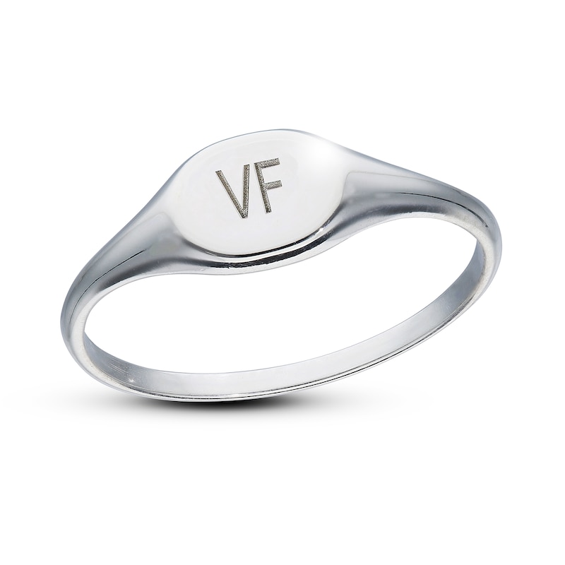 Sterling Silver Two Initial Oval Signet Ring
