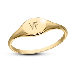 14K Gold Plated Two Initial Oval Signet Ring