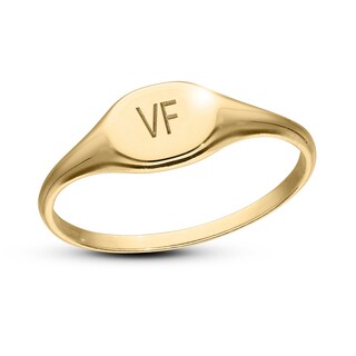 14K Gold Plated Two Initial Oval Signet Ring