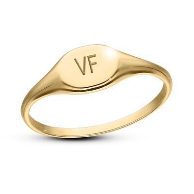14K Gold Plated Two Initial Oval Signet Ring