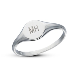 Sterling Silver Two Initial Round Signet Ring