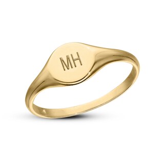 14K Gold Plated Two Initial Round Signet Ring