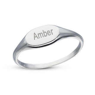 Sterling Silver Name Oval Signet Ring