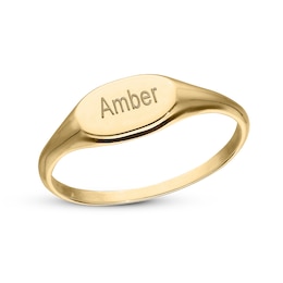 14K Gold Plated Name Oval Signet Ring