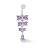 Thumbnail Image 1 of Solid Stainless Steel and Copper Purple CZ Heart Bow Dangle Belly Button Ring - 14G 3/8”